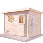 FinnTherm Saunahaus Relax O aus Holz Gartensauna mit 38 mm Wandstärke Sauna Außensauna Pultdach  